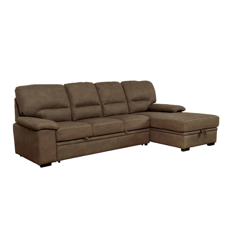 Werr Contemporary Faux Nabuck Fabric Sleeper Sectional with Storage Under Chaise by Furniture of America
