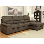 Werr Contemporary Faux Nabuck Fabric Sleeper Sectional with Storage Under Chaise by Furniture of America