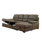 Werr Contemporary Faux Nabuck Fabric Sleeper Sectional with Storage Under Chaise by Furniture of America