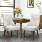 Wingback Upholstered Dining Chairs Set of 2, Fabric Side Dining Room Chairs, Living Room Chairs for Home Kitchen
