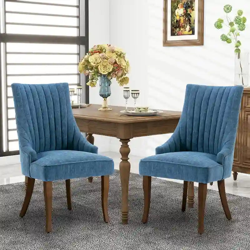Wingback Upholstered Dining Chairs Set of 2, Fabric Side Dining Room Chairs, Living Room Chairs for Home Kitchen