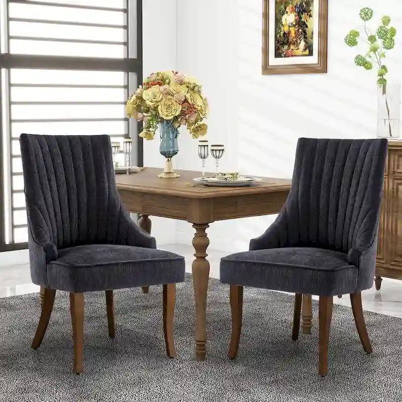 Wingback Upholstered Dining Chairs Set of 2, Fabric Side Dining Room Chairs, Living Room Chairs for Home Kitchen