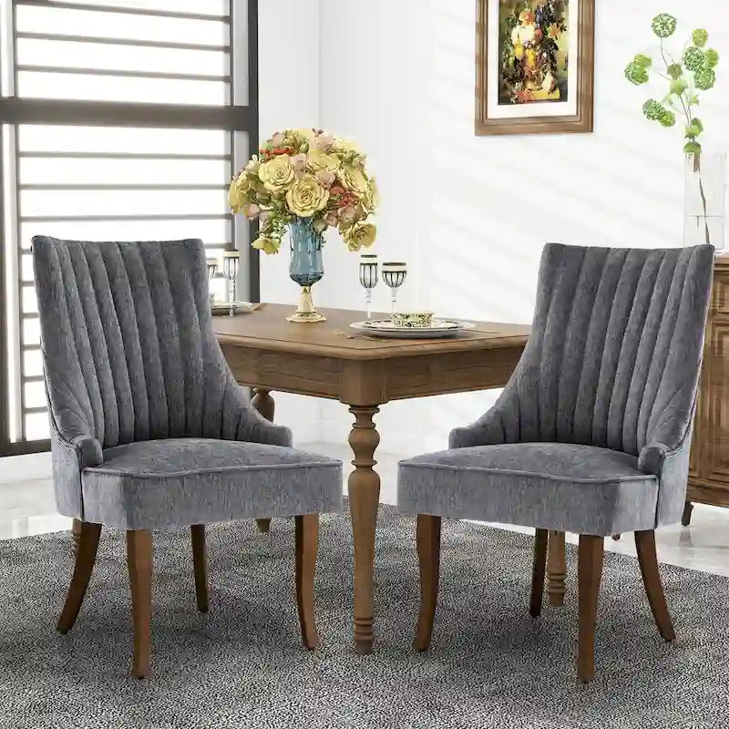 Wingback Upholstered Dining Chairs Set of 2, Fabric Side Dining Room Chairs, Living Room Chairs for Home Kitchen