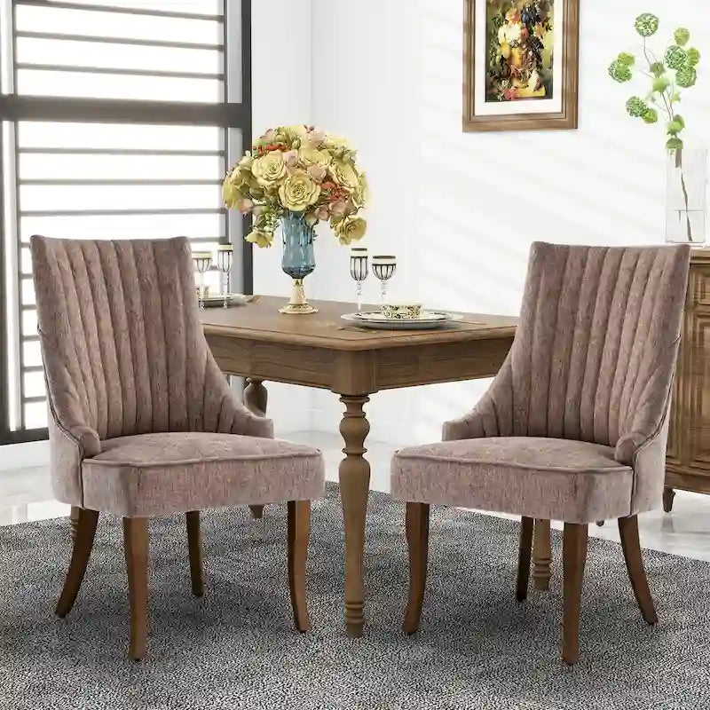 Wingback Upholstered Dining Chairs Set of 2, Fabric Side Dining Room Chairs, Living Room Chairs for Home Kitchen