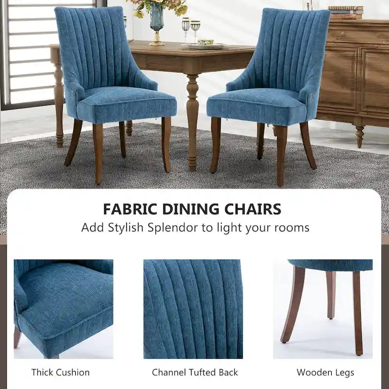 Wingback Upholstered Dining Chairs Set of 2, Fabric Side Dining Room Chairs, Living Room Chairs for Home Kitchen