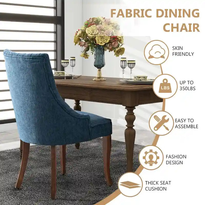 Wingback Upholstered Dining Chairs Set of 2, Fabric Side Dining Room Chairs, Living Room Chairs for Home Kitchen