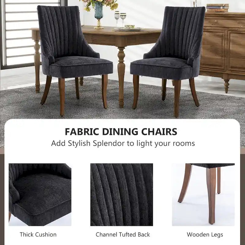 Wingback Upholstered Dining Chairs Set of 2, Fabric Side Dining Room Chairs, Living Room Chairs for Home Kitchen