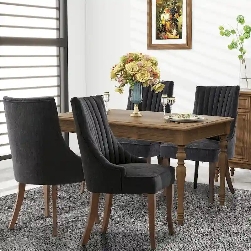 Wingback Upholstered Dining Chairs Set of 2, Fabric Side Dining Room Chairs, Living Room Chairs for Home Kitchen