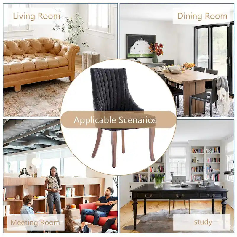 Wingback Upholstered Dining Chairs Set of 2, Fabric Side Dining Room Chairs, Living Room Chairs for Home Kitchen