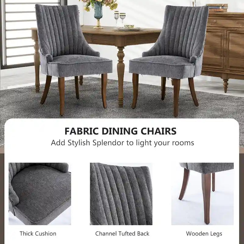 Wingback Upholstered Dining Chairs Set of 2, Fabric Side Dining Room Chairs, Living Room Chairs for Home Kitchen