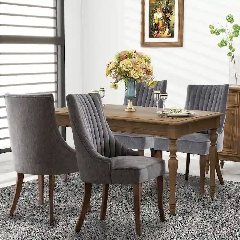 Wingback Upholstered Dining Chairs Set of 2, Fabric Side Dining Room Chairs, Living Room Chairs for Home Kitchen