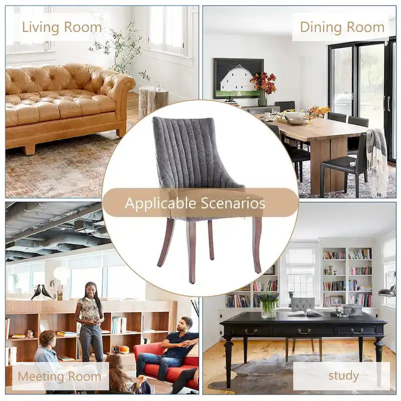 Wingback Upholstered Dining Chairs Set of 2, Fabric Side Dining Room Chairs, Living Room Chairs for Home Kitchen