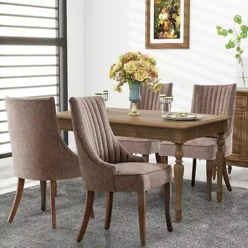 Wingback Upholstered Dining Chairs Set of 2, Fabric Side Dining Room Chairs, Living Room Chairs for Home Kitchen