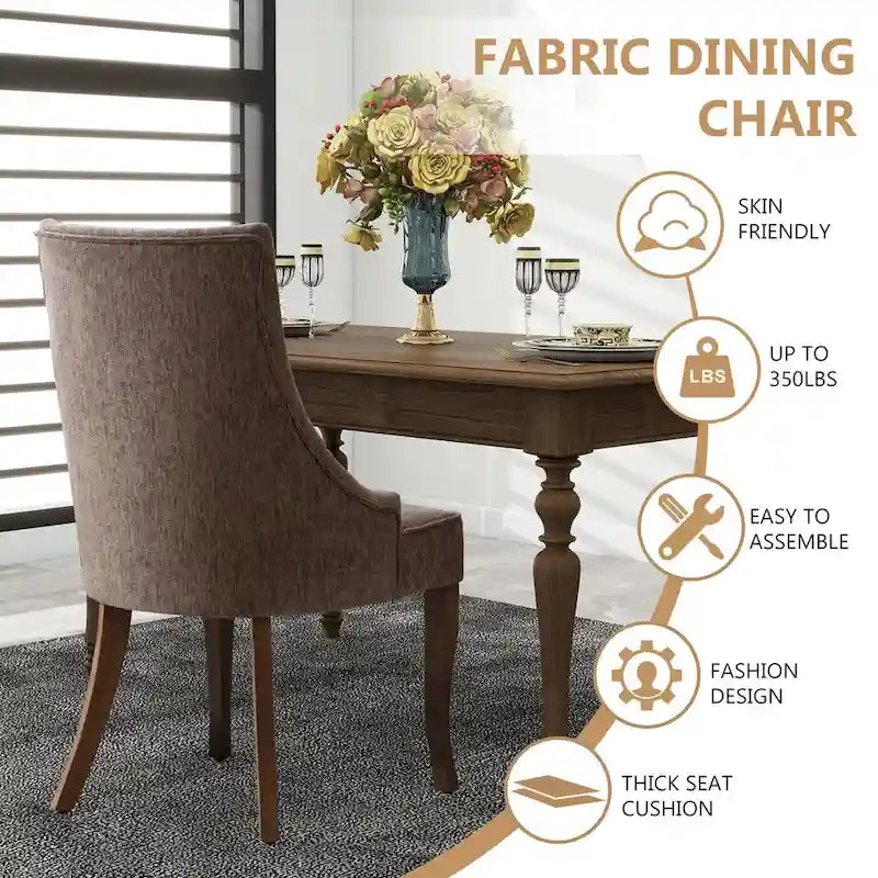 Wingback Upholstered Dining Chairs Set of 2, Fabric Side Dining Room Chairs, Living Room Chairs for Home Kitchen