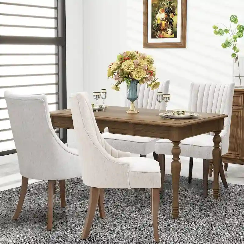 Wingback Upholstered Dining Chairs Set of 2, Fabric Side Dining Room Chairs, Living Room Chairs for Home Kitchen