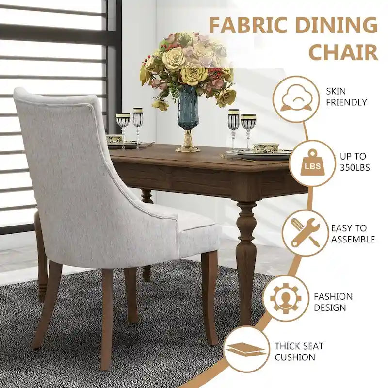 Wingback Upholstered Dining Chairs Set of 2, Fabric Side Dining Room Chairs, Living Room Chairs for Home Kitchen