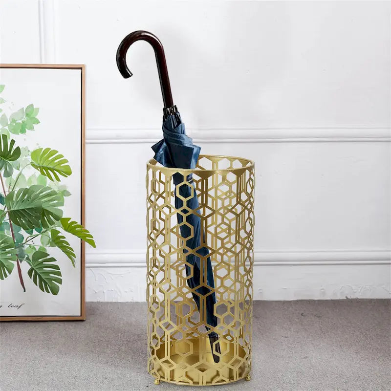 Adeco Multipurpose End Table Metal Shelf Holder Organizer Entrance Umbrella Stand - 9. 25 x 9. 25 x 18. 78