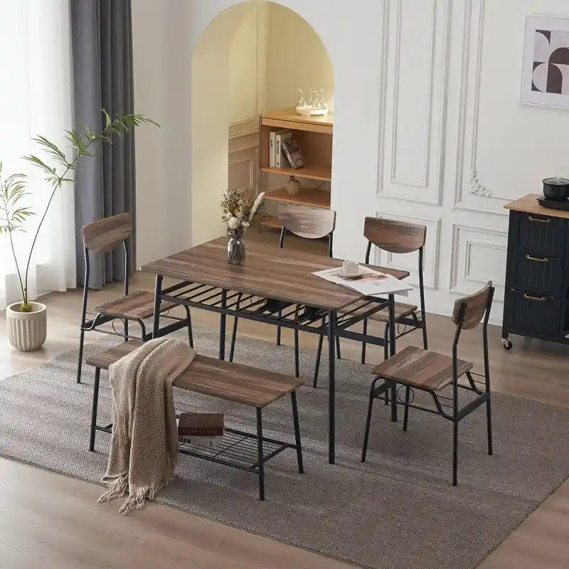 Steel Frame 6-Piece Modern Dining Set for Kitchen