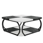 39 Inche 2-Tier Square Coffee Table with Metal Frame for Living Room