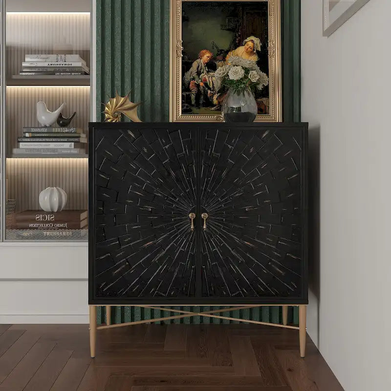 Clihome 2 Door Vintage Wood Buffet Storage Sideboard Accent Cabinet