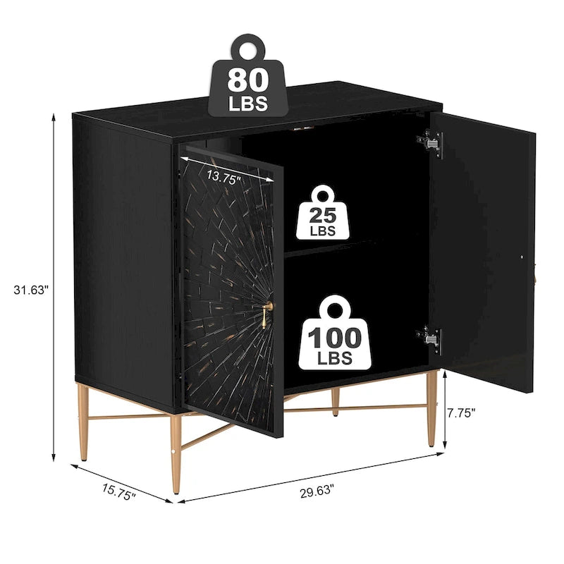 Clihome 2 Door Vintage Wood Buffet Storage Sideboard Accent Cabinet
