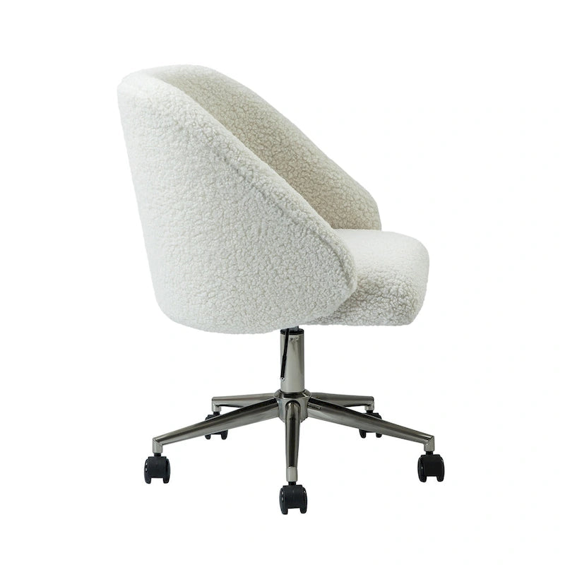 Joah Modern Boucle 360 Swivel Height Adjustable Swivel Office Chair with Rolling Wheels by HULALA HOME - N/A