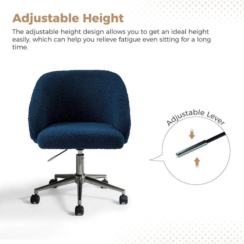 Joah Modern Boucle 360 Swivel Height Adjustable Swivel Office Chair with Rolling Wheels by HULALA HOME - N/A