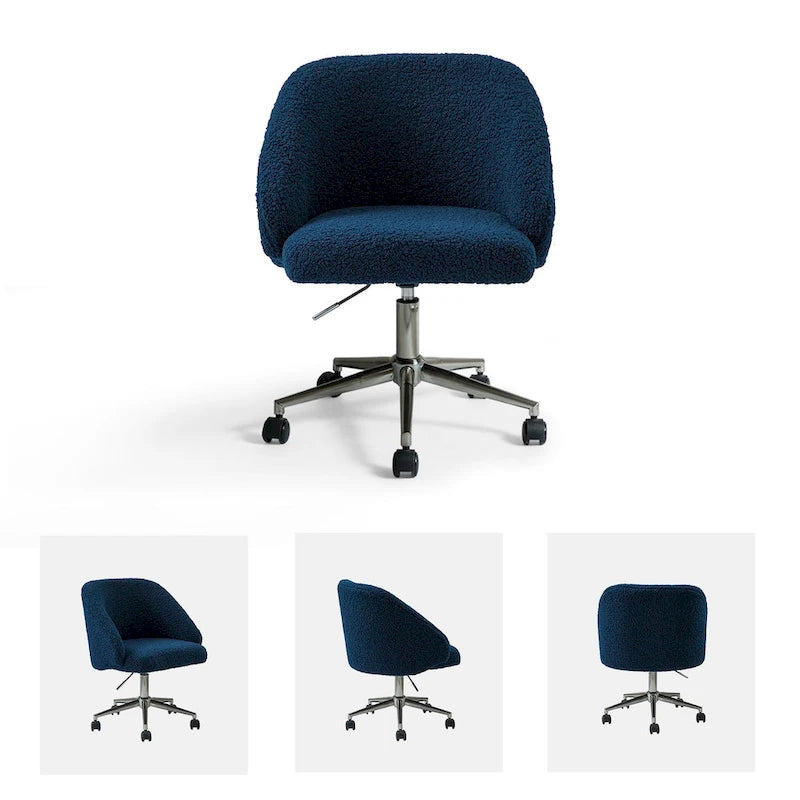 Joah Modern Boucle 360 Swivel Height Adjustable Swivel Office Chair with Rolling Wheels by HULALA HOME - N/A