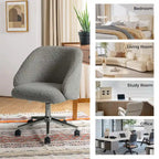 Joah Modern Boucle 360 Swivel Height Adjustable Swivel Office Chair with Rolling Wheels by HULALA HOME - N/A