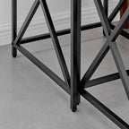 Modern Square Marble Finish Veneer Top Black Metal Frame Nesting End Tables - Set of 2