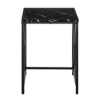 Modern Square Marble Finish Veneer Top Black Metal Frame Nesting End Tables - Set of 2