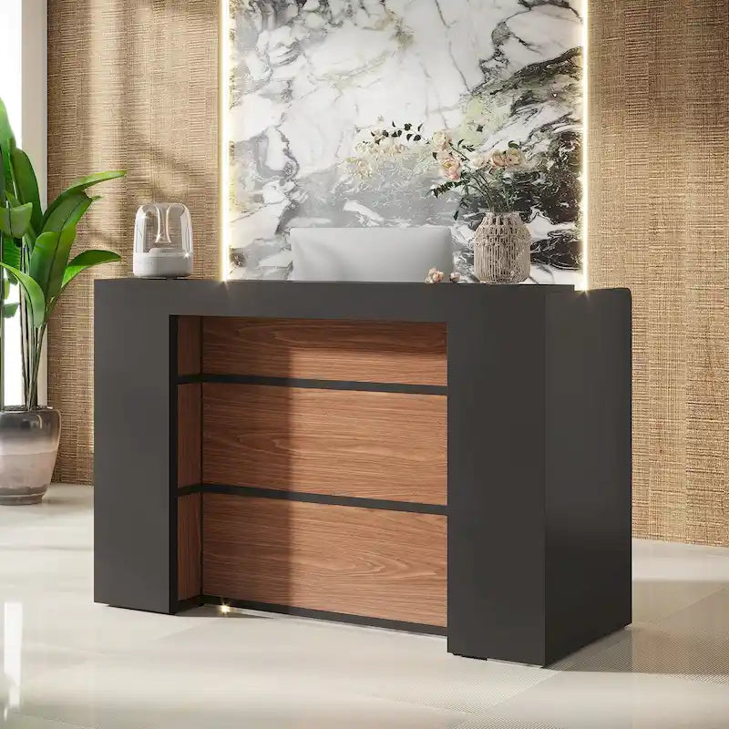 63 Inch Reception Desk with LED Lights for Store Office