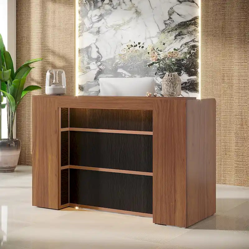 63 Inch Reception Desk with LED Lights for Store Office