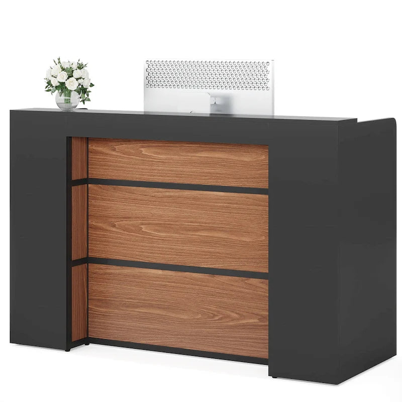 63 Inch Reception Desk with LED Lights for Store Office