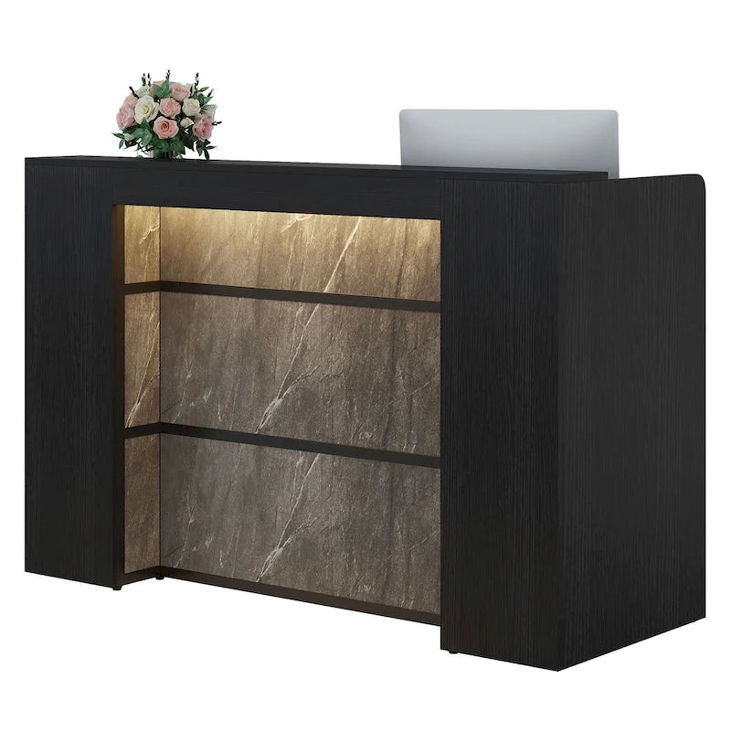 63 Inch Reception Desk with LED Lights for Store Office