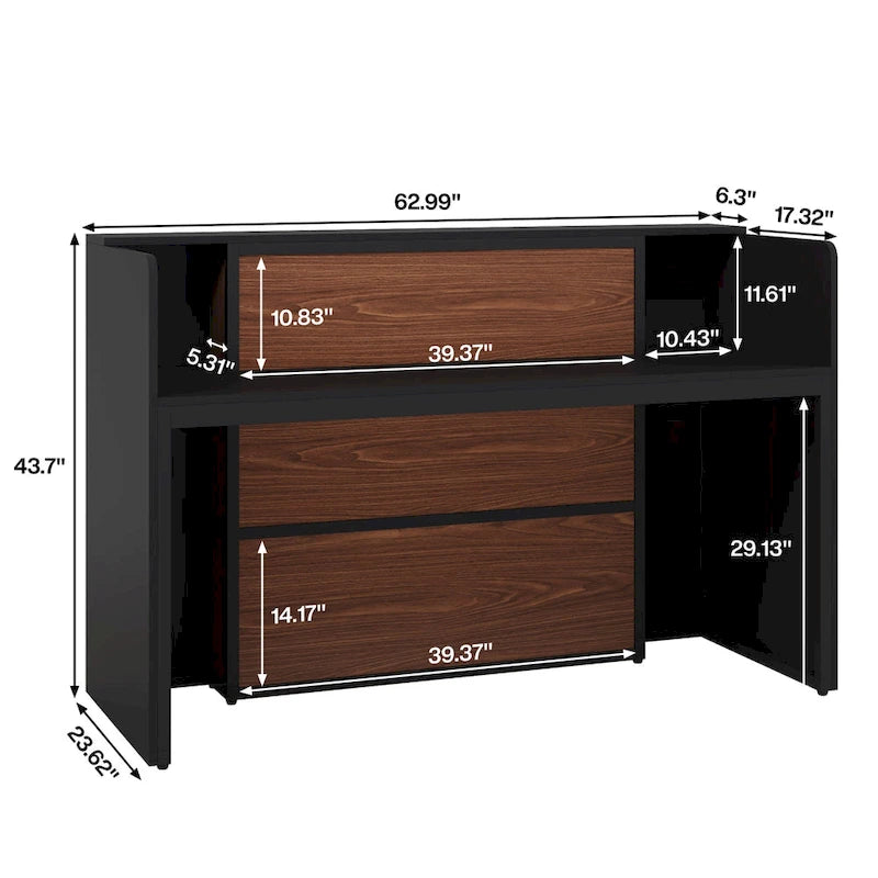 63 Inch Reception Desk with LED Lights for Store Office