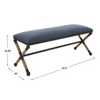 Uttermost Firth Rustic Navy Bench - 48W x 21H x 16D