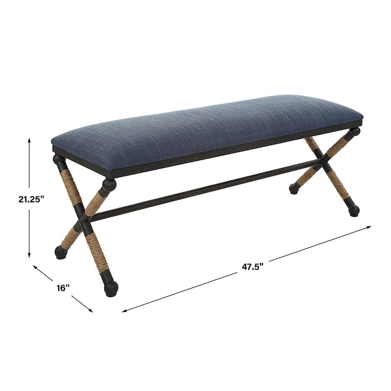Uttermost Firth Rustic Navy Bench - 48W x 21H x 16D