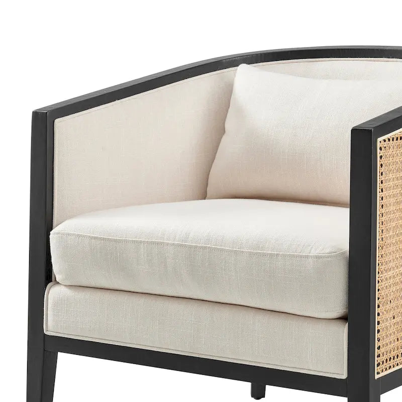 Tillman Linen Accent Arm Chair with Rattan