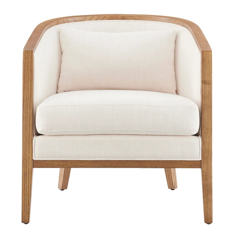 Tillman Linen Accent Arm Chair with Rattan