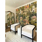 Tillman Linen Accent Arm Chair with Rattan