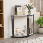 40 Inch Half Moon Console Table Sintered Stone-top Table for Entryway - 39.4x30.7 inch