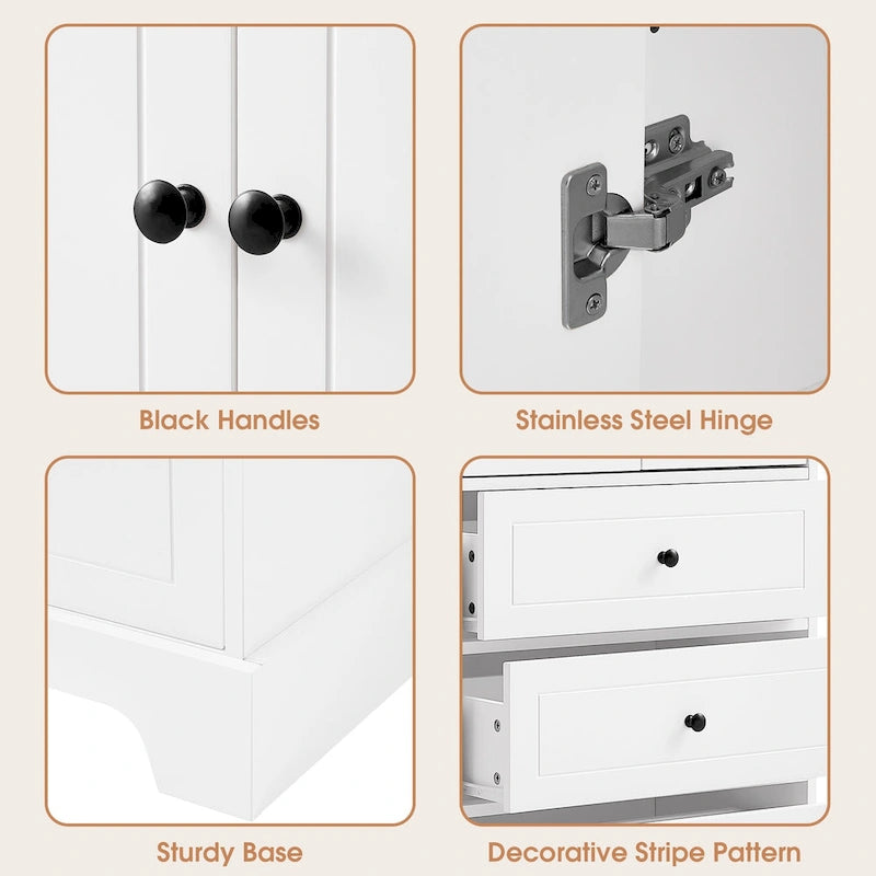 Modern Storage Cabinet with 2 Doors and 4 Drawers for Bathroom, Office