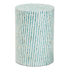 Draven Modern Bohemian White and Blue Mother of Pearl End Table