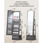 Full-length Mirror Jewelry Armoire - N/A