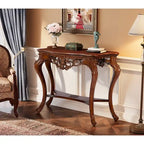 Elegant Carved Design Two-Tier Console Table for Living Room Entryway