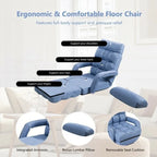 Folding Lazy Floor Chair Sofa with Armrests and Pillow - 22 x 26 x 29 (L x W x H)