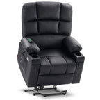 MCombo Medium Dual Motor Power Lift Recliner Chair with Massage and Heat for Elderly People, Faux Leather 7679
