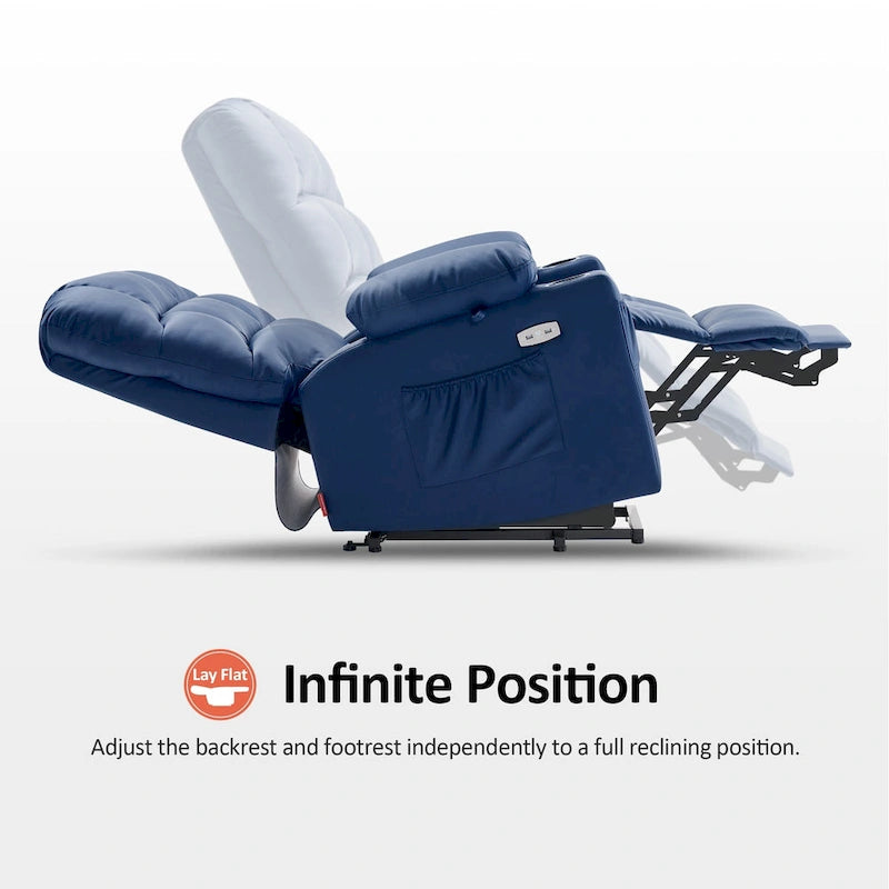 MCombo Medium Dual Motor Power Lift Recliner Chair with Massage and Heat for Elderly People, Faux Leather 7679