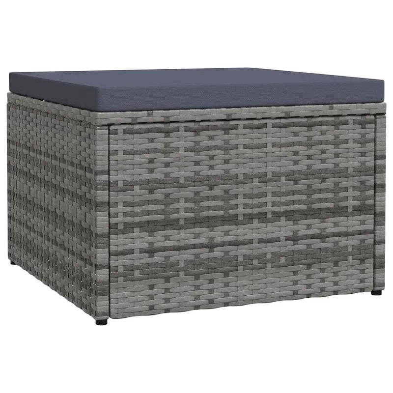 vidaXL Ottoman Outdoor Footstool for Backyard Garden Poolside Poly Rattan
